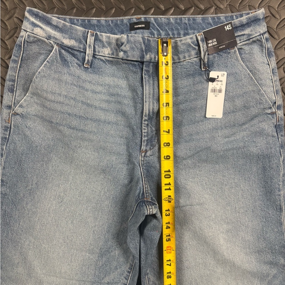 NWT Express Wide Leg High Rise Jeans Size 14S Stretch Denim - Picture 9 of 12